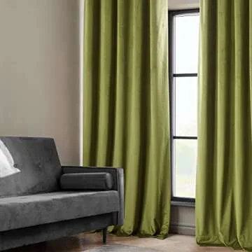 Elegant Retro Green Velvet Curtains – Room Darkening Panels