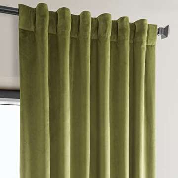 Elegant Retro Green Velvet Curtains – Room Darkening Panels