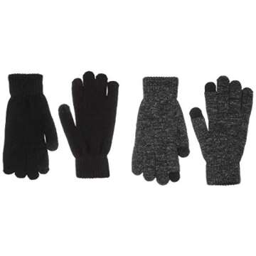 UNDER ZERO UO Men's Winter Knitted Gloves Set Grey Black Two Pairs
