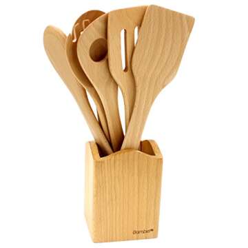 Bamber 6 Pieces Wooden Spoons for Cooking Wood Kitchen Utensil Set