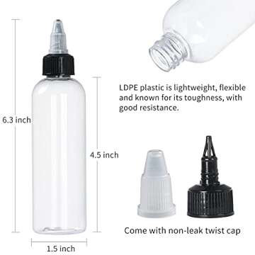 Yephets 32 Pack 4oz Boston Dispensing Bottles Empty Round LDPE Plastic Squeeze Dropper Bottles Squee...
