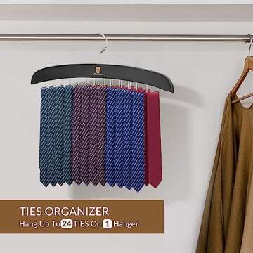 ZEDODIER Tank Top Hangers, Bra Organizer for Closet, 24 Storage Capacity, Non-Slip Hanging Tie Holder Closet Organizer and Storage for Camisoles Tank Tops Bras Ties Swimsuits Strappy Dress, Black