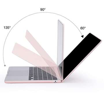 EooCoo Case Compatible with MacBook Air 13 inch 2025 2024 2023 2022 M3 M2 A3113 A2681, Pink Air 13.6" Laptop Hard Shell Case + Keyboard Skin Cover + Screen Protector, Matte Pink