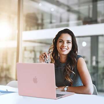 EooCoo Case Compatible with MacBook Air 13 inch 2025 2024 2023 2022 M3 M2 A3113 A2681, Pink Air 13.6" Laptop Hard Shell Case + Keyboard Skin Cover + Screen Protector, Matte Pink