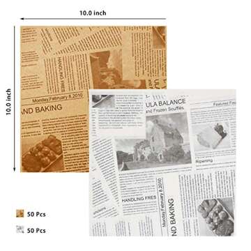 YBB 100Pcs Deli Wax Paper Sheets for Food, Basket Liners Food Picnic Paper Sheets Greaseproof Deli W...