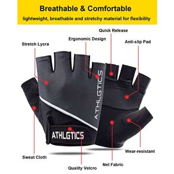 SUJAYU Workout Gloves for Women Men, Gym Gloves for Women Men Gym Gloves for Working Out, Workout Gloves Women Men Fitness Gloves Hand Out Gloves (Pink, Medium)