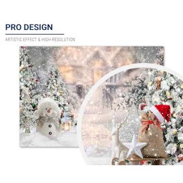 Allenjoy 7x5ft Winter Christmas Backdrop for Photography Snowman Pine Tree Snowflake Portrait White ...