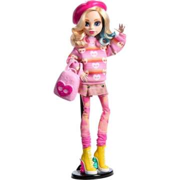 Monster High Wednesday Doll and Accessories, Enid Sinclair Collectible in Pink Fashion with Beret an...