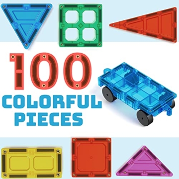 Magnet Build 100-Piece Magnetic Tiles for Kids' Creative Learning