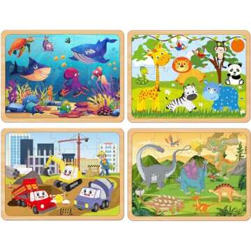 Puzzles for Kids Ages 4-6, Set of 4 Packs with 24-Piece,Preschool Educational Brain Teaser Toys for ...