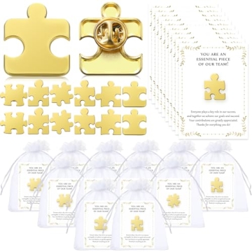 Bulk Employee Appreciation Gifts - Puzzle Piece Lapel Pins & Cards