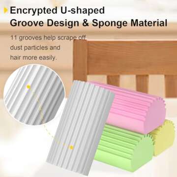 Jeymei 4-Pack Damp Clean Duster Sponge,Reusable Magic Dusting Sponge Brush for Cleaning Blinds, Glas...