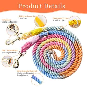 Tesitehi Multifunctional Rope Dog Leash 7.5 FT with Adjustable Double Swivel Hook Hands Free for Sma...
