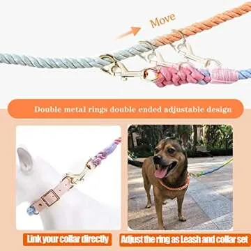 Tesitehi Multifunctional Rope Dog Leash 7.5 FT with Adjustable Double Swivel Hook Hands Free for Small Medium and Large Dogs Running Hiking Camping Walking (Colorful Macaron)