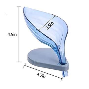 Leaf Shape soap Holder ，bar Soap Dish Holder Leaf Shape - Self Draining Soap Dish for Bar Soap, Decorative Plastic Soap Saver, with Foam Cotton dishwashing Cotton(Not Punched，Blue)