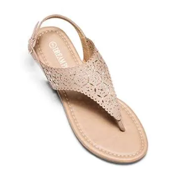 DREAM PAIRS Women’s Rhinestone Gladiator Sandals - Nude