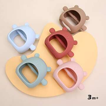AULEGE Silicone Baby Teether Toy for Infants 3+ Months, Anti-Drop Silicone Baby Mitten Teether for S...