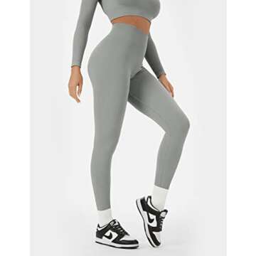 Buttergene Women Workout Sets 2 Pieces Long Sleeve Yoga Outfits Gym Clothes Seamless Ribbed Crop Top High Waist Leggings