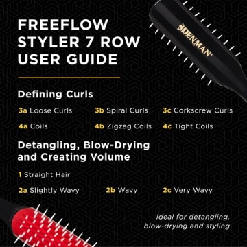 Denman Free Flow Wide Spaced Pins 7 Row Hair Styling Brush - 3-in-1 Styling Tool for Creating Volume, Detangling Thick Hair and Defining Curls, D31
