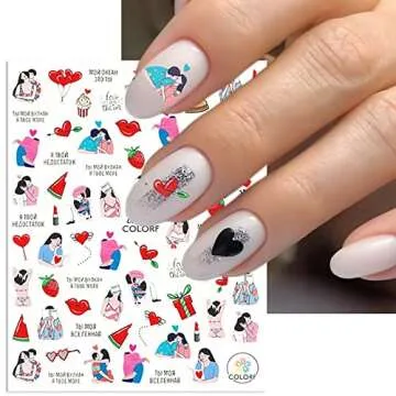 Valentine's Day Nail Art Sticker 3D Luxurious Nail Art Supplies Eiffel Tower Cupid Love Roses Design Nail Art Decoration DIY Acrylic Nail Art 9 Sheet