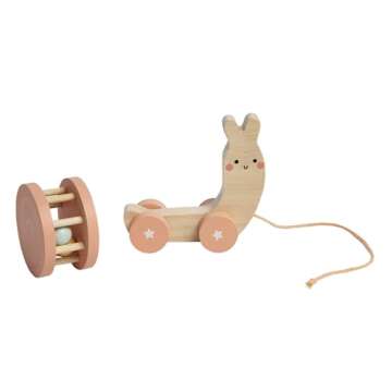 Pearhead Montessori Snail Pull Toy, Pull Along Wooden Toy, Early Development Push and Pull String To...