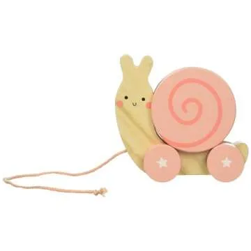 Pearhead Montessori Snail Pull Toy, Pull Along Wooden Toy, Early Development Push and Pull String Toy, Motor Skill Toy for Toddlers Ages 1+ Year