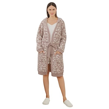 Comfortable Bearberry Hooded Robe Soft Plush Bathrobe