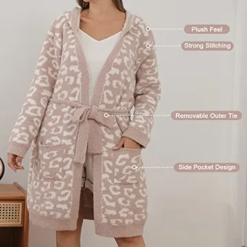 Comfortable Bearberry Hooded Robe Soft Plush Bathrobe
