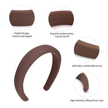 Ondder Assorted Padded Headbands for Women and Girls - Fashion Solid Color Wide Turban Hair Accessories, Diademas Para Mujer De Moda