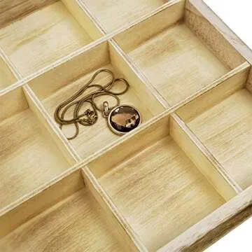 Elegant MOOCA Wooden Jewelry Display Case with 18 Compartments