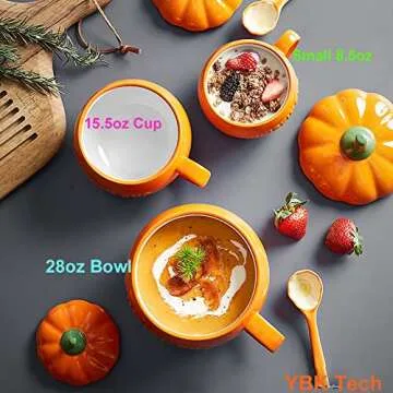 Eplze YBK Tech Cute Pumpkin Cup, Ceramic Coffee Mug, Tea Cup with Lid (8.5oz)