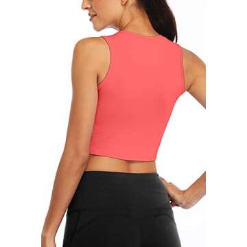 Sanutch Cropped Workout Tops for Women - Cute Sleeveless Yoga Tops in Coral Pink