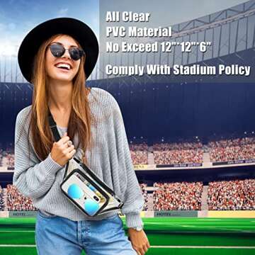 Clear Fanny Pack, 2 Pockets Clear Fanny Pack Stadium Approved For Women Men, Waterproof Clear Waist Bag With Adjustable Strap, Clear Bag Stadium Approved Perfect For Sports, Concerts, Music Festival