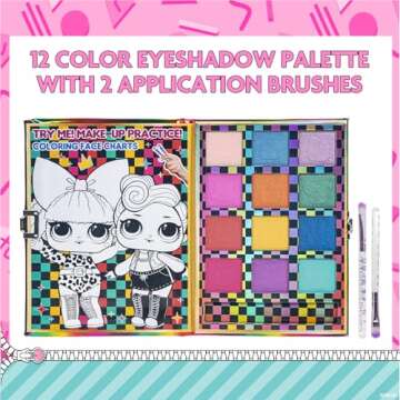 Townley Girl L.O.L Surprise 12-Well Lockable Diary Shadow Palette - Safe & Fun Makeup for Kids