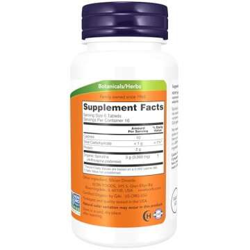 NOW Supplements, Organic Spirulina 500 mg with Vitamins, Minerals and GLA