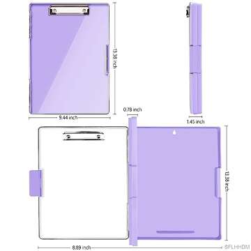 Clipboard with Storage,Heavy Duty Clip Boards 8.5x11 with 2 Storage Case,Clear Visible Top Panel Storage Clipboards,Side Opening Clip Boards,Nursing Clipboard Folder Case for Office Supplies-Purple