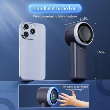 Pusunas Handheld Turbo Fan - 4000mAh Rechargeable Mini Fan