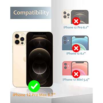 [2 Pack] Tamoria Compatible for iPhone 12 Pro Max Camera Lens Protector Metal Plus Tempered Glass Ca...