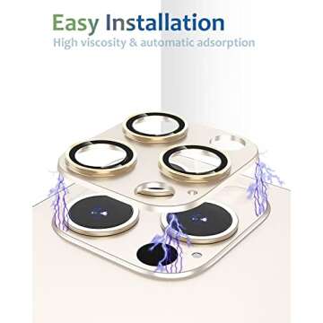 [2 Pack] Tamoria Compatible for iPhone 12 Pro Max Camera Lens Protector Metal Plus Tempered Glass Camera Cover Oneness Design, Support LIDAR Scanner, Explosion-Proof Accessories Gold