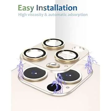 [2 Pack] Tamoria Compatible for iPhone 12 Pro Max Camera Lens Protector Metal Plus Tempered Glass Camera Cover Oneness Design, Support LIDAR Scanner, Explosion-Proof Accessories Gold