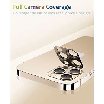 [2 Pack] Tamoria Compatible for iPhone 12 Pro Max Camera Lens Protector Metal Plus Tempered Glass Camera Cover Oneness Design, Support LIDAR Scanner, Explosion-Proof Accessories Gold