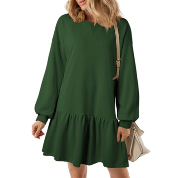 BLENCOT Womens 2025 Fall Long Sleeve Pullover Tops Crewneck Rib Knit Patchwork Sweatshirt Dress Casu...