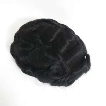 Hollywood Toupee for men Hair pieces for men N.L.W. European virgin human hair replacement system for men 10x8"human hair prosthesis units patch implant for men #1 Jet Black