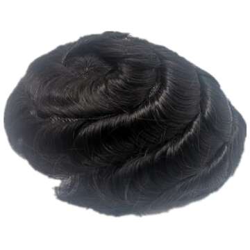 Hollywood Toupee for men Hair pieces for men N.L.W. European virgin human hair replacement system for men 10x8"human hair prosthesis units patch implant for men #1 Jet Black