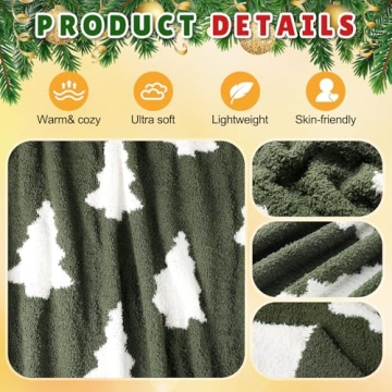 Tingjoo Cozy Christmas Tree Throw Blanket Soft Microfiber