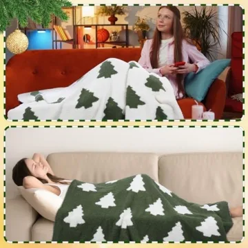 Tingjoo Cozy Christmas Tree Throw Blanket Soft Microfiber