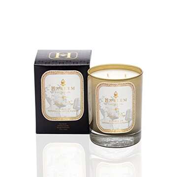 Harlem Candle Co. Lady Day Luxury Candle, 11 oz Gold Glass Jar, Double Wick, Soy Wax, Gift Box, Jasm...