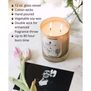 Harlem Candle Co. Lady Day Luxury Candle, 11 oz Gold Glass Jar, Double Wick, Soy Wax, Gift Box, Jasmine, Ylang Ylang, Lush Green Leaves, Neroli Blossom, and Bergamot, 80 Hour Burn