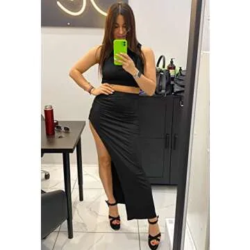 FAIMILORY High Slit Two-Piece Midi Dress for Summer