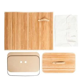 Knocbel Bamboo Laundry Hamper Large Portable Dirty Clothes Storage Basket with Lid Removable Cotton Liner